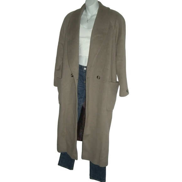 Vintage 80’s Charles Klein Coat Wool Oversized Beige Pea Diana Unisex Streetwear - Picture 7 of 16
